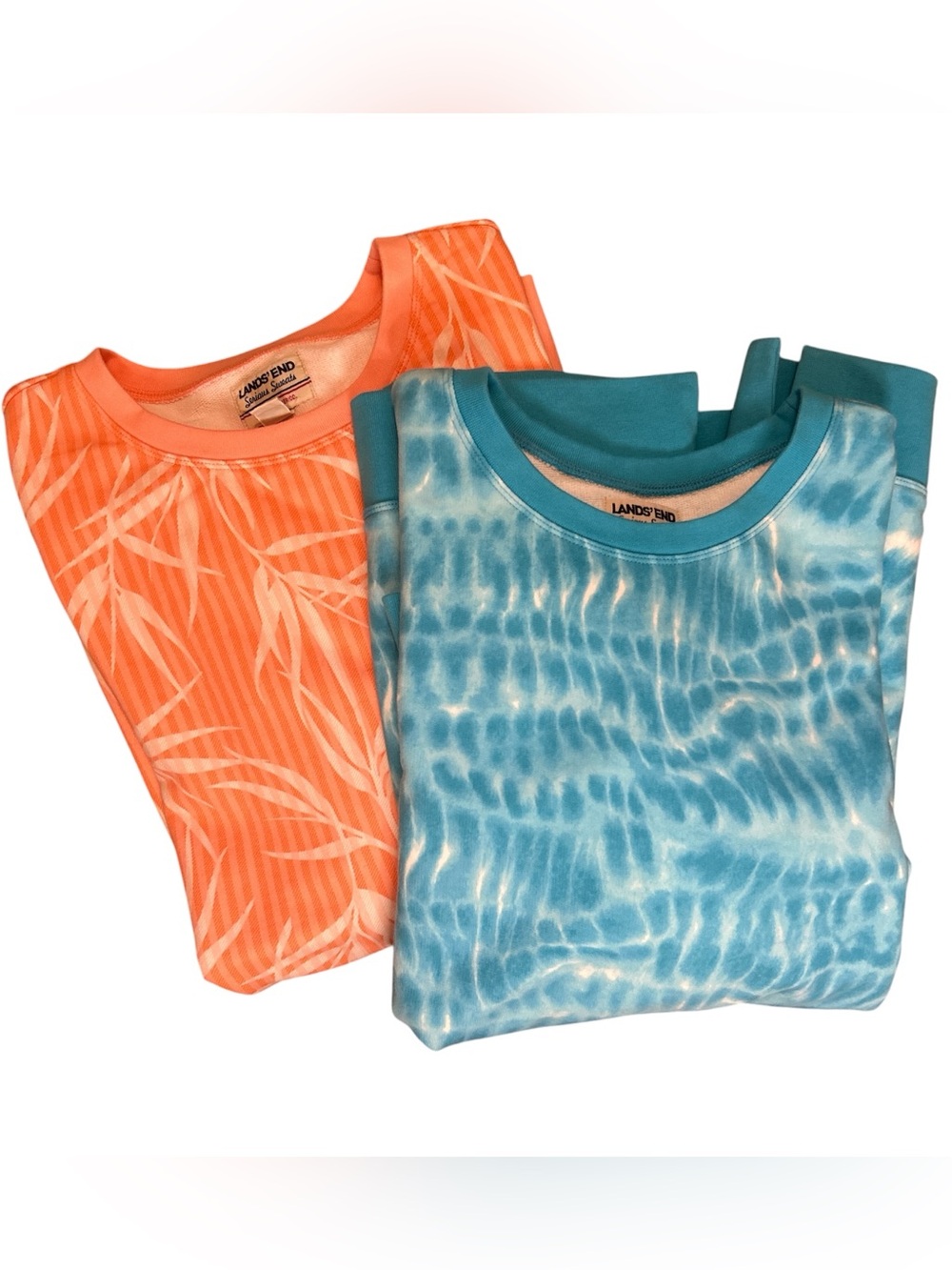 Lands’ End Serious Sweats Women 2X 20W-22W Sweatshirts Lot of 2 Tie Dye Floral